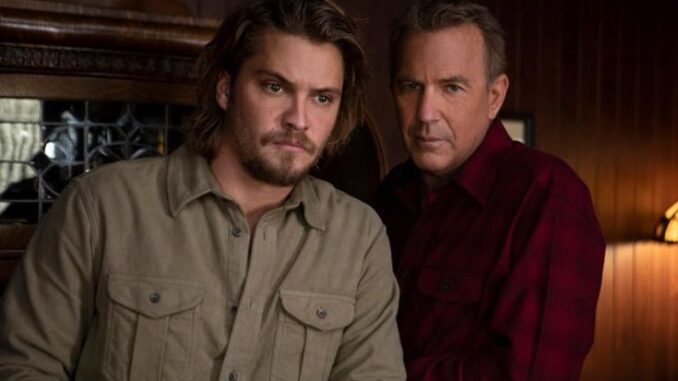 Kayce Dutton (Luke Grimes) & John Dutton (Kevin Costner) in Yellowstone