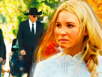 Elsa dutton and john walking with a funeral procession after lee duton s funeral