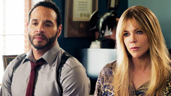 Karadec and morgan looking at someone in high potential season 1 episode