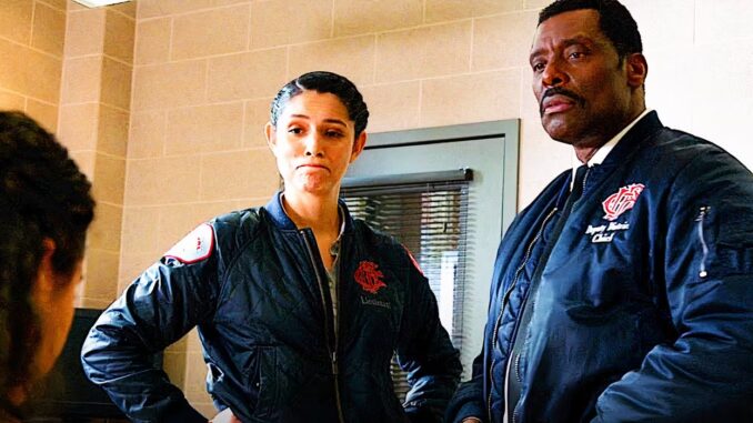 Miranda mayo as stella kidd and eammon walker as wallace boden in chicago fire