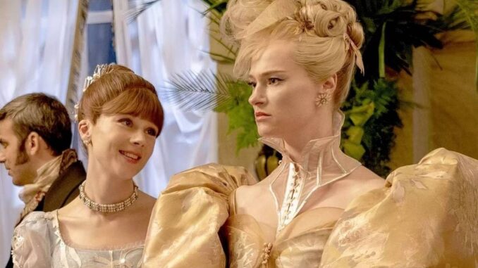 Cressida cowper looking upset next to eloise bridgerton in bridgerton