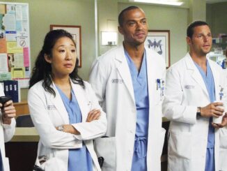 Ellen pompeo as meredith sandra oh as cristina jesse williams as jackson justin chambers as alex and sarah drew as april in grey s anatomy