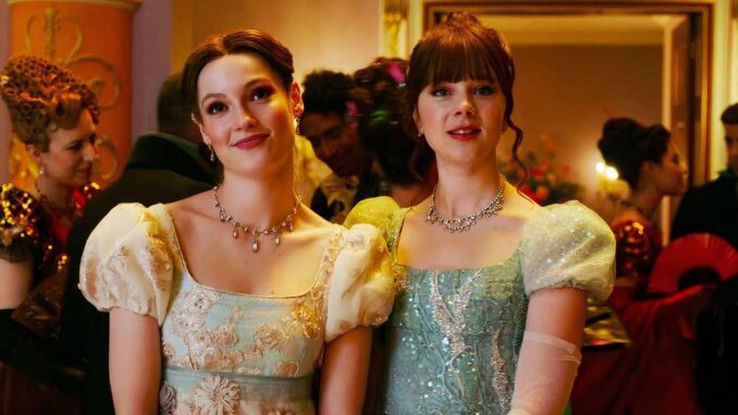 Hannah dodd as francesca kilmartin and claudia jessie as eloise bridgerton in bridgerton season 3 episode