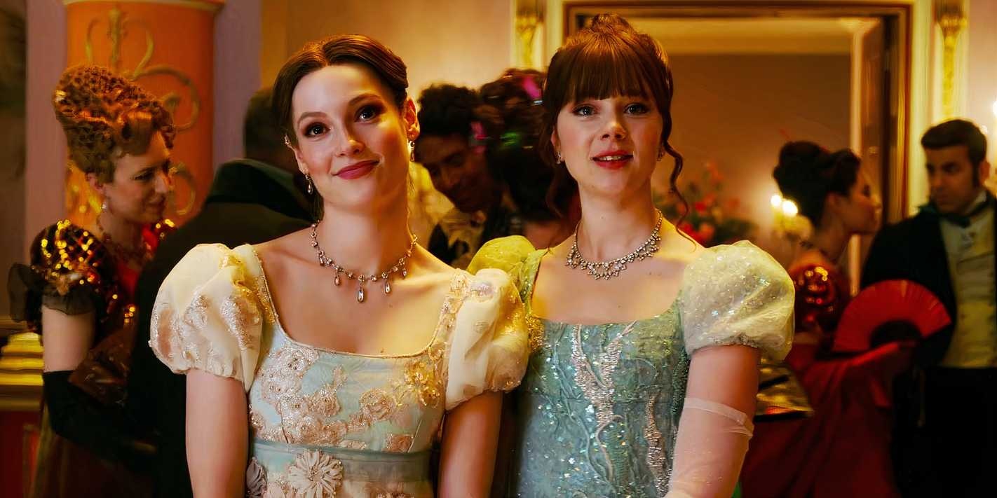 Hannah dodd as francesca kilmartin and claudia jessie as eloise bridgerton in bridgerton season 3 episode
